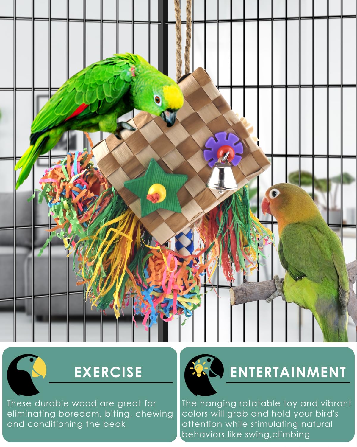 Bissap Wooden Beak Exercise Toy supports beak shaping and muscle use during play.