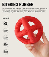 BiteKing dishwasher-safe red toy, easy cleaning after play sessions.