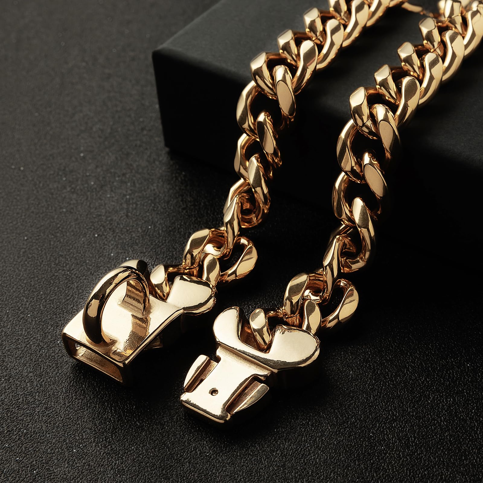 BiteKing secure clasp dog collar shown with easy on/off for daily use.