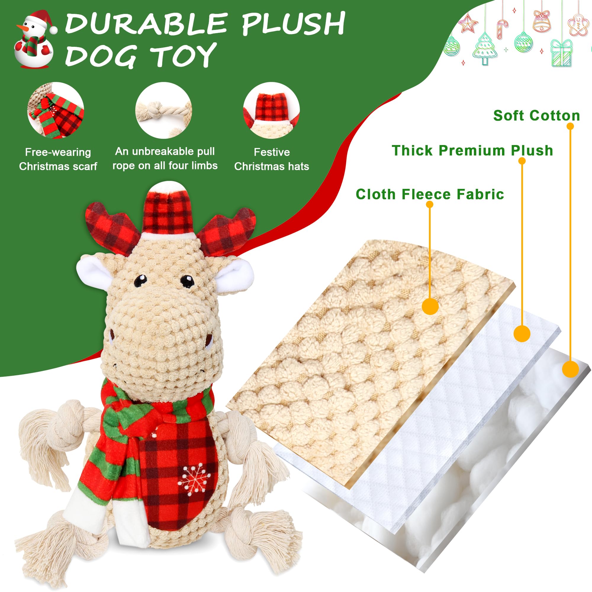 BitPeUG Christmas dog toy removable scarf—versatile play options during holidays.