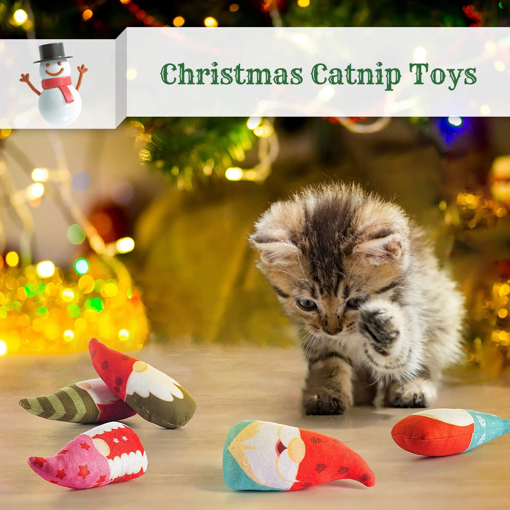 Biubiucat catnip toy Santa closeup highlighting soft plush texture for kittens.