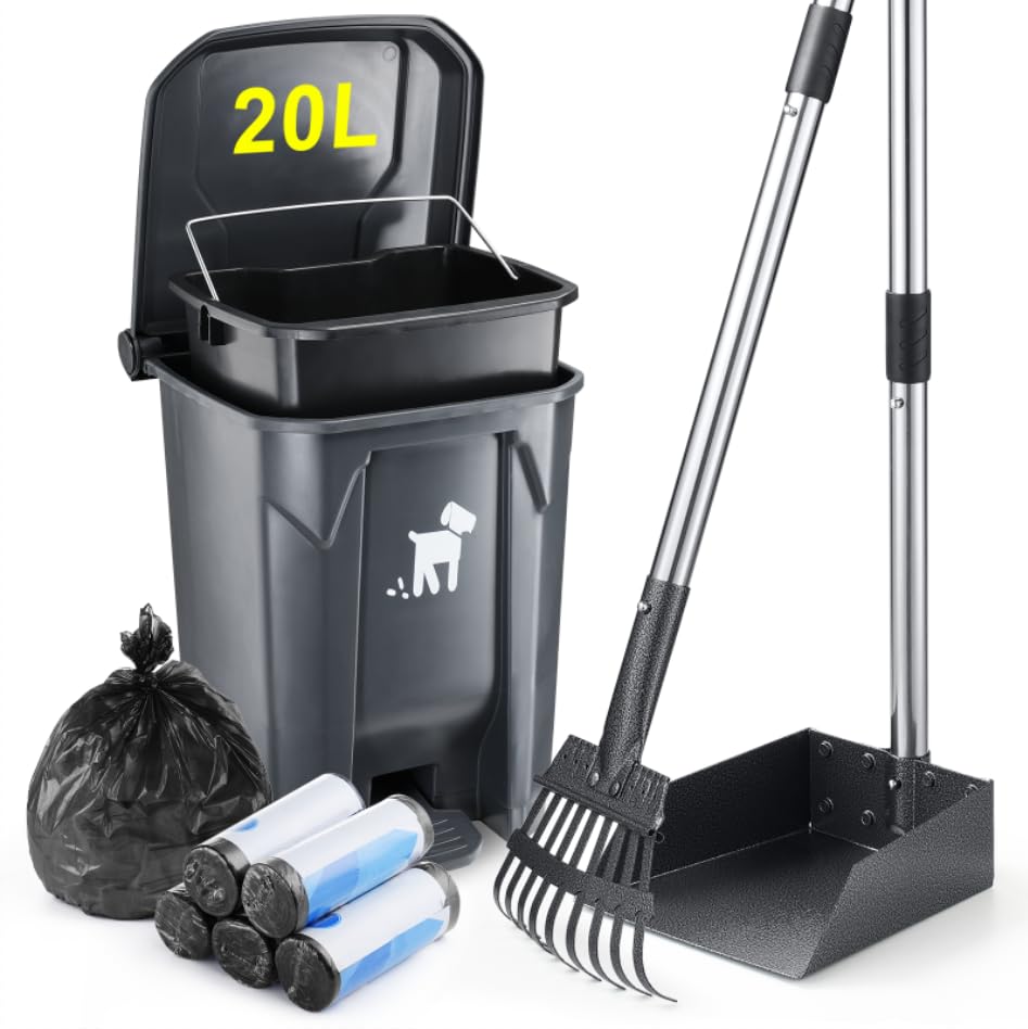 Biubiucat dog poop bin lid open for easy disposal.