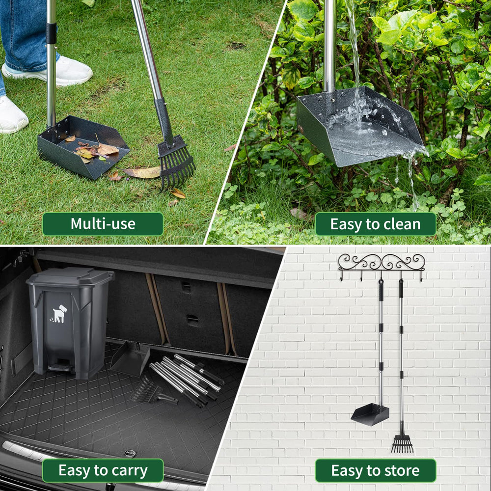 Biubiucat long-handle scooper minimizes bending during cleanup.