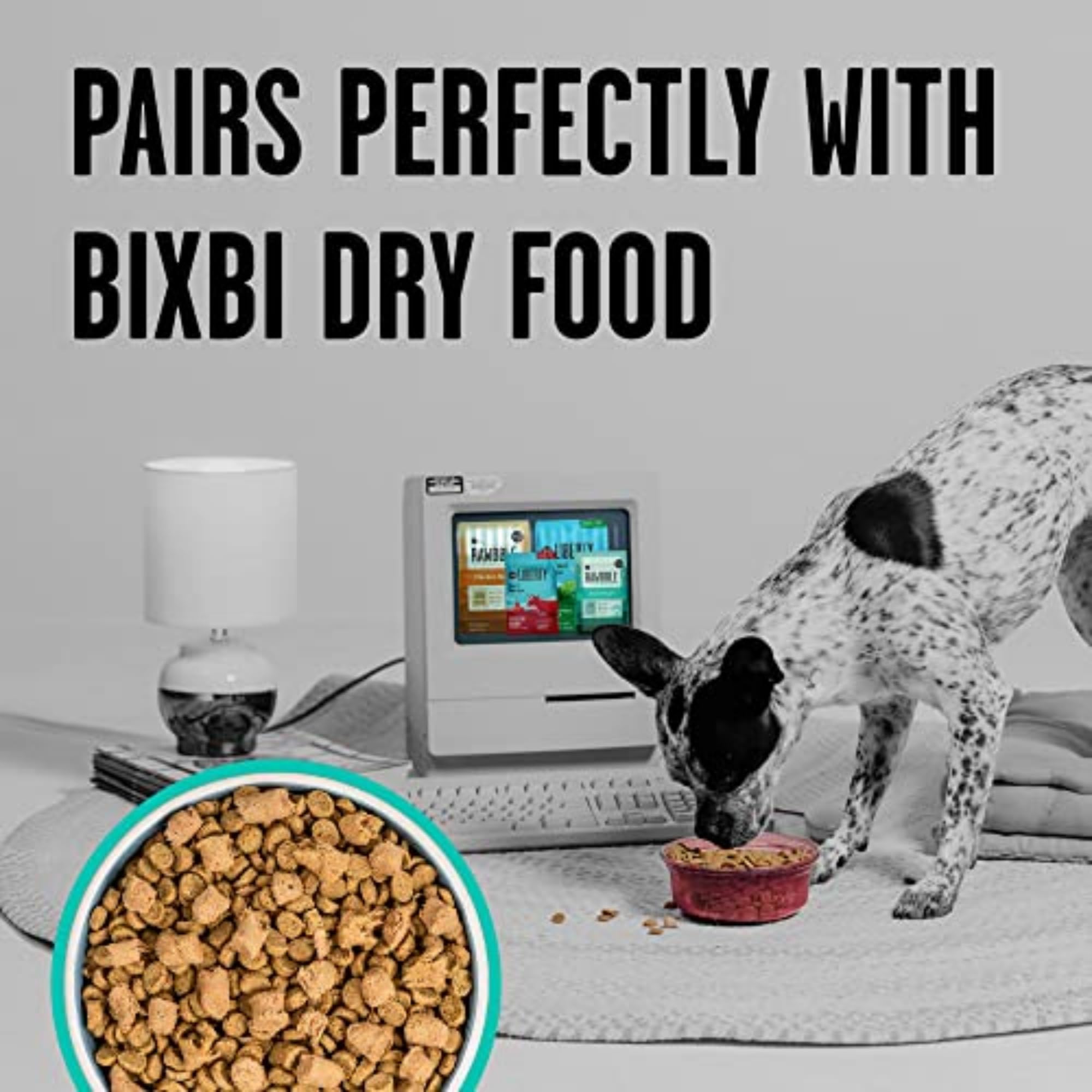 BIXBI Rawbble closeup of textured freeze-dried dog food bites