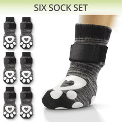 Bixie dog socks prevent licking paws while offering secure indoor grip.