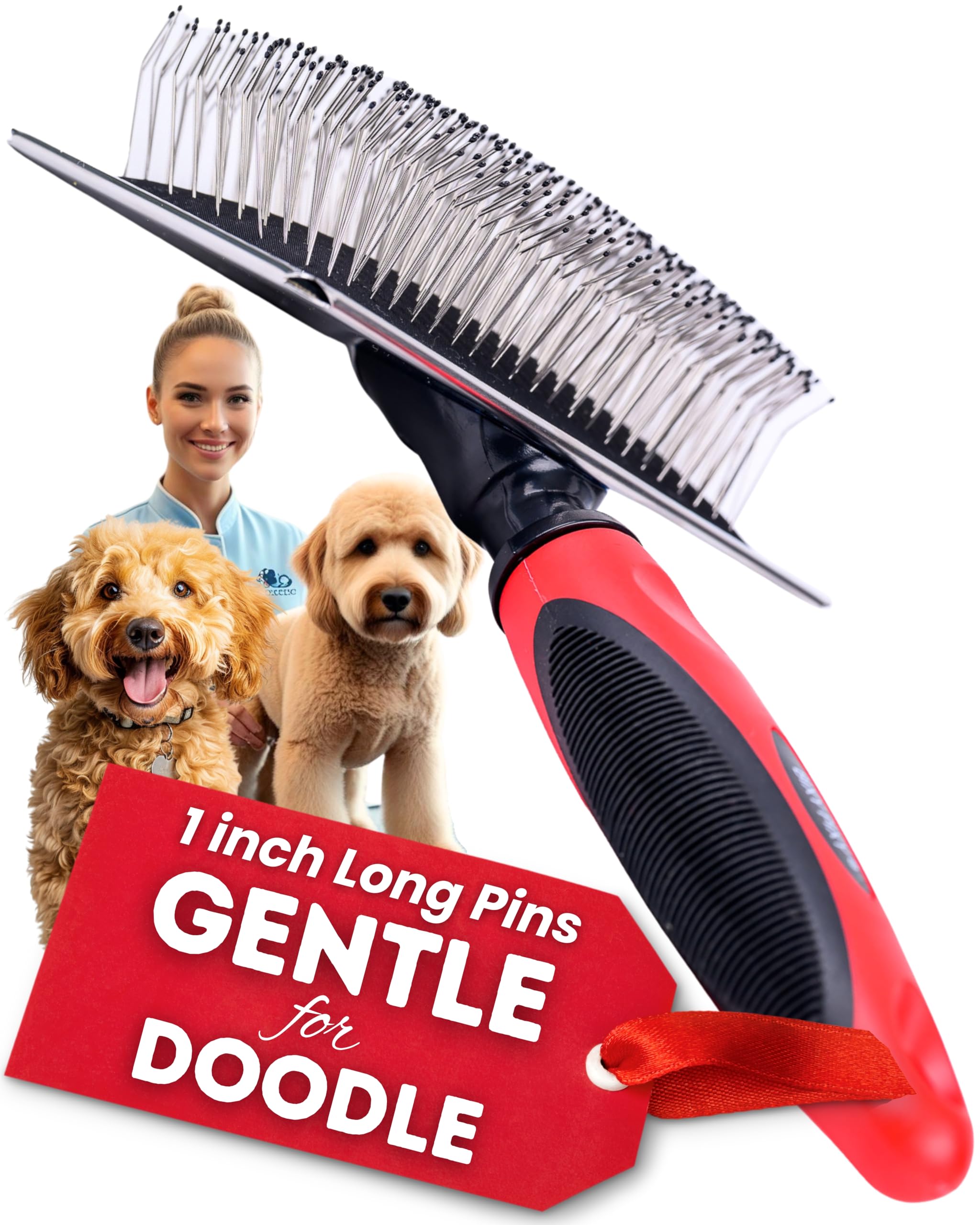 Bixy Pixy dog slicker brush large ball-tipped pins for gentle detangling and comfort.
