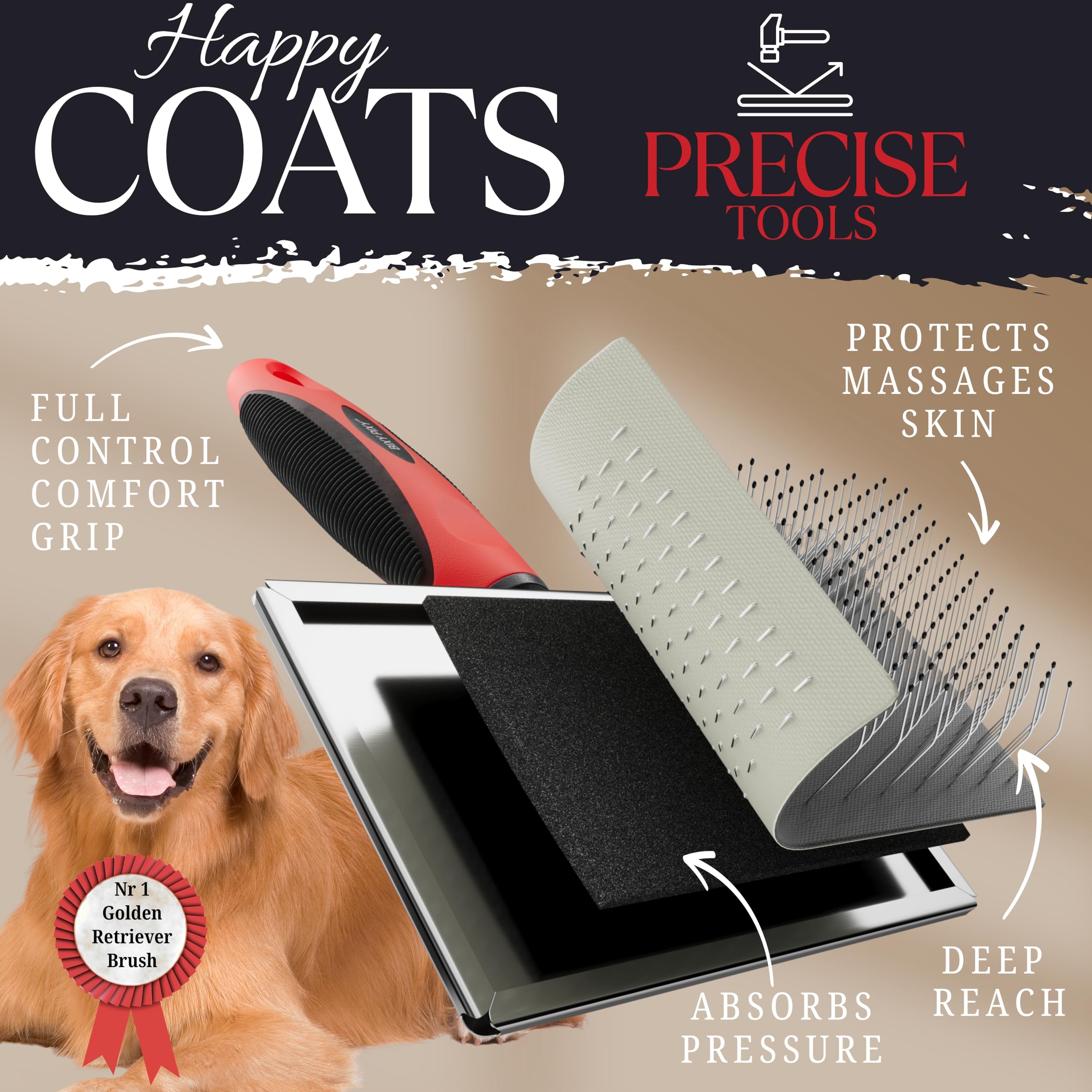 Bixy Pixy dog slicker brush large long-hair detail targets mats on doodles.