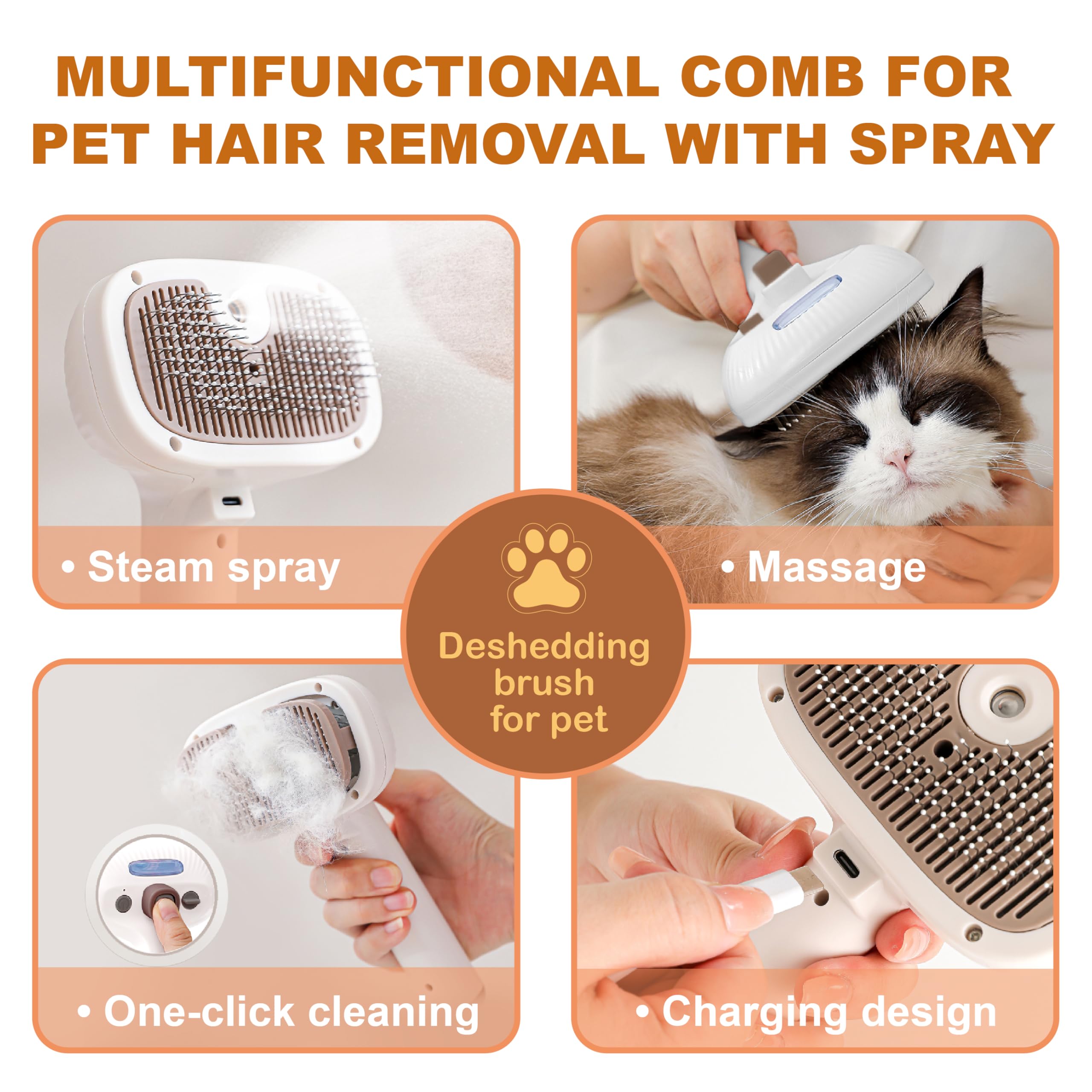 BKUSX pet spritz defur comb hair-removal close-up for efficient fur cleanup.