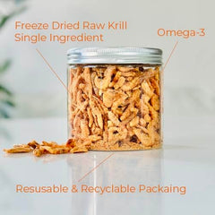 BLACK FOX freeze-dried krill pieces shown for omega-3 rich bites for joints
