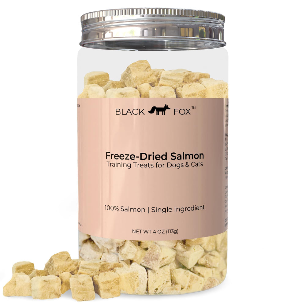 BLACK FOX Freeze-Dried Salmon Treats cubes ideal for training rewards.