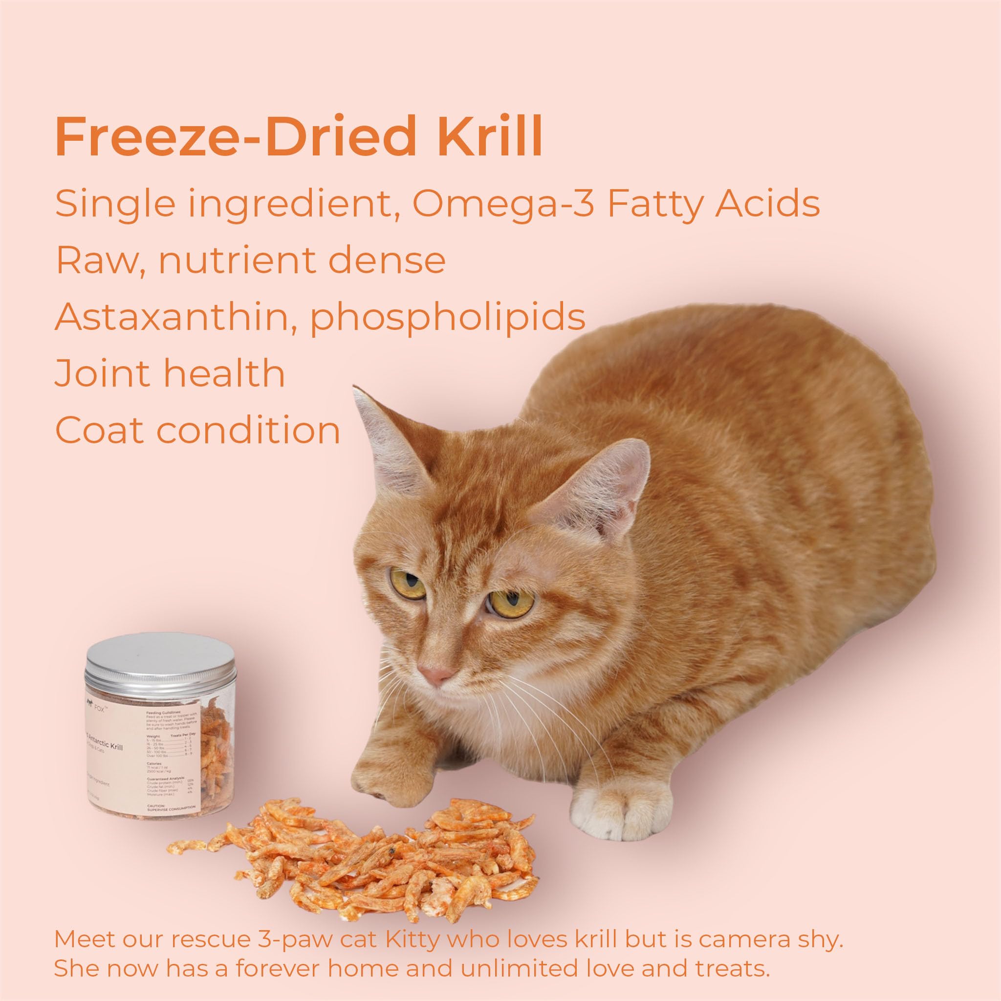 BLACK FOX nutrition label close-up shows omega-3 content and EPA/DHA benefits for coat