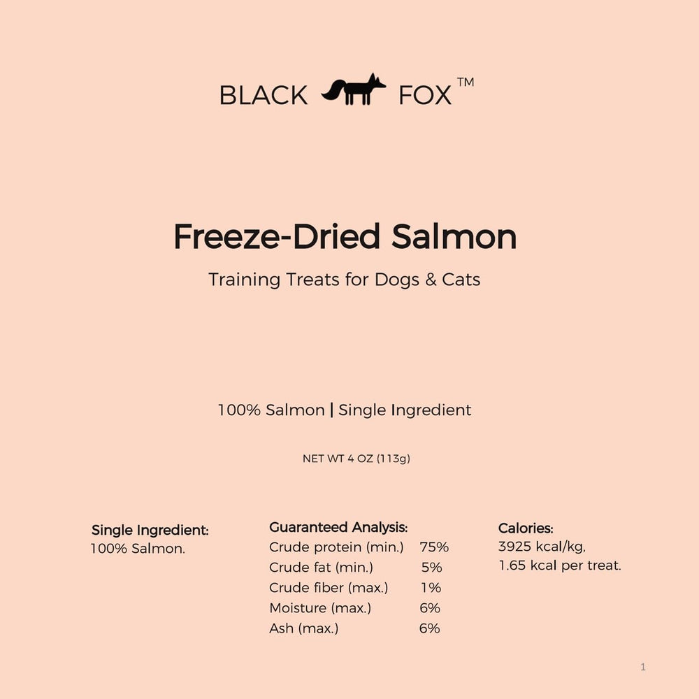 BLACK FOX single-ingredient salmon label highlights pure, gluten-free nutrition.