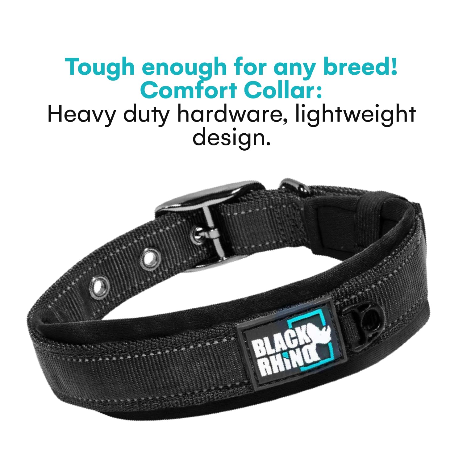 Black Rhino adjustable fit ensures secure yet comfortable control for active dogs.