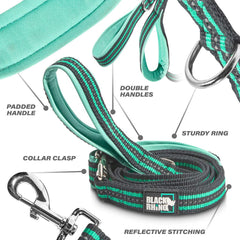 Black Rhino double-handle padded leash highlights comfortable grip during long strolls