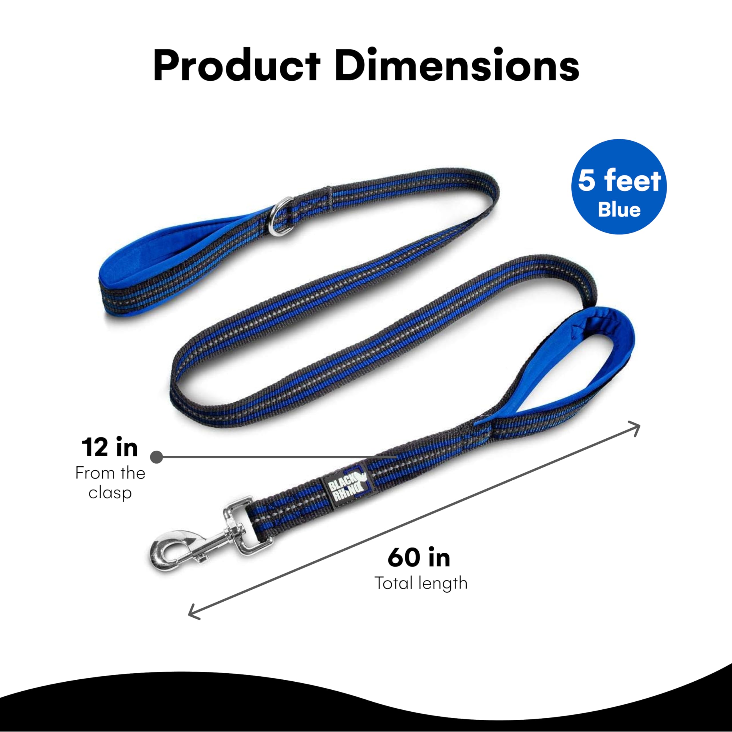 Black Rhino weather-resistant nylon leash ready for rain, snow, and sun.
