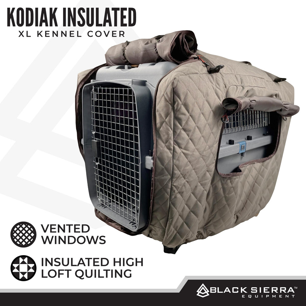 Black Sierra Equipment kennel cover insulation closeup emphasizes warmth without bulk.