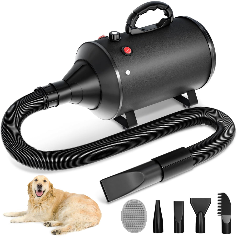 Blanlody high velocity dog dryer demonstrates powerful motor for quick grooming.