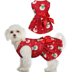 Blaoicni dog Christmas dress snowman showcases festive charm while keeping small dogs comfortable and photoshoot-ready.