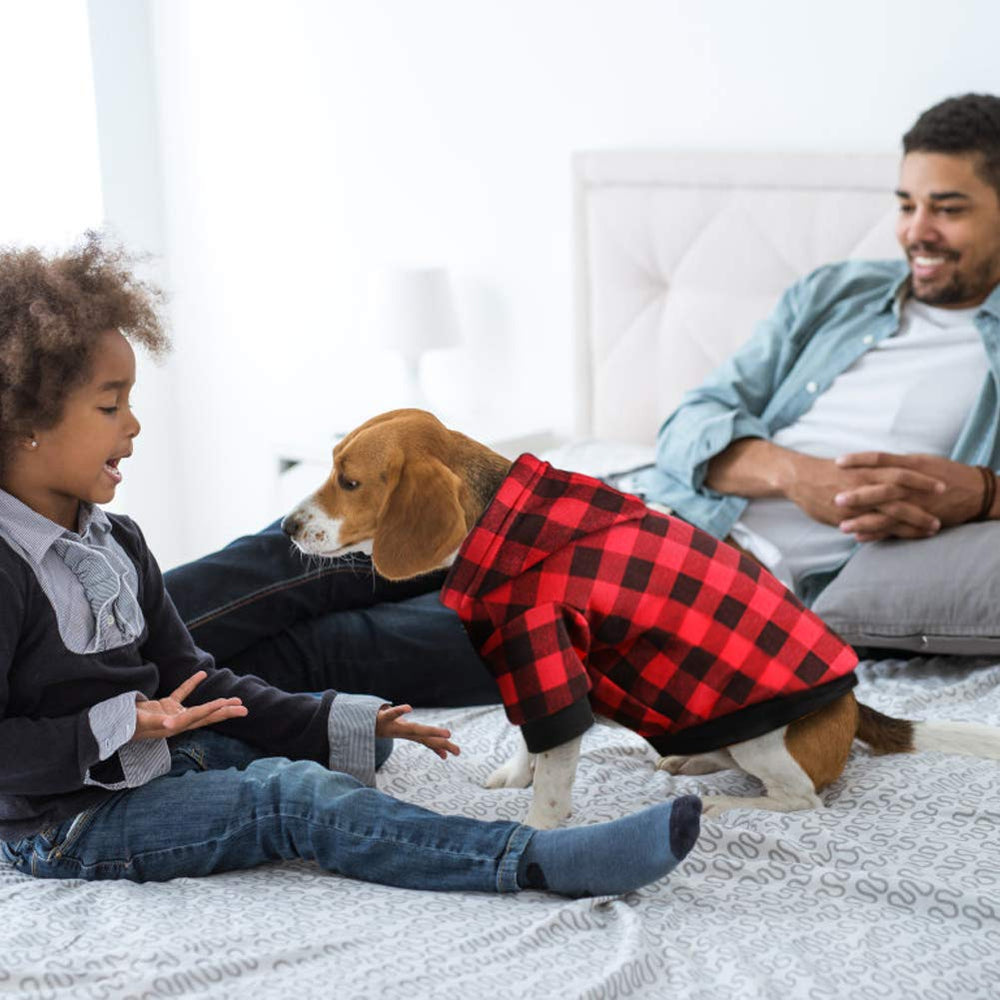Blaoicni plaid dog hoodie packaging flatlay suggests simple gifting option