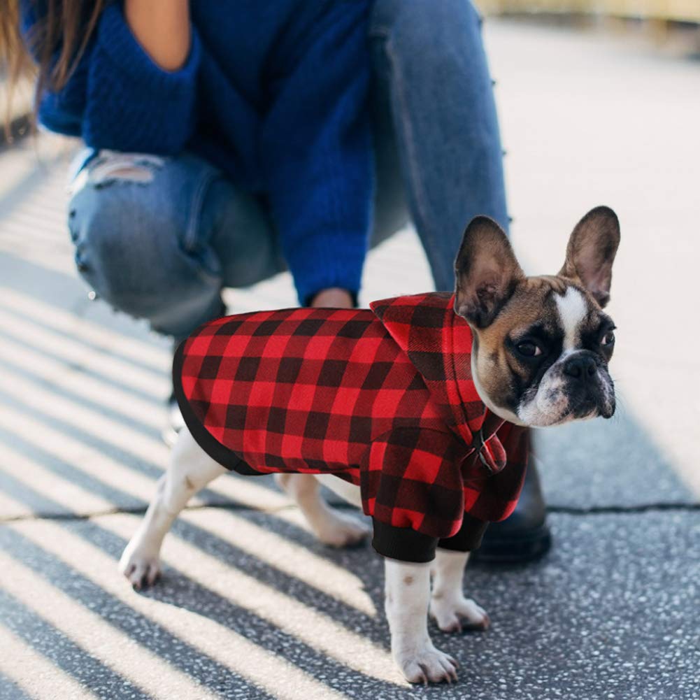 Blaoicni plaid dog hoodie XS chest pattern for daily wear