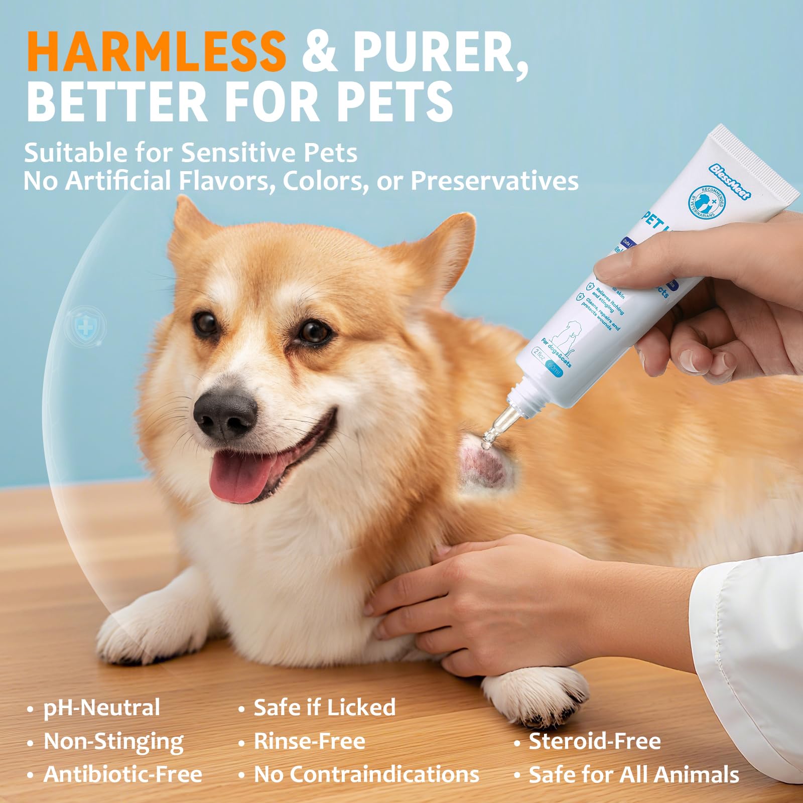Blessmeet cat healing aid wound care gel surface shows breathable barrier.