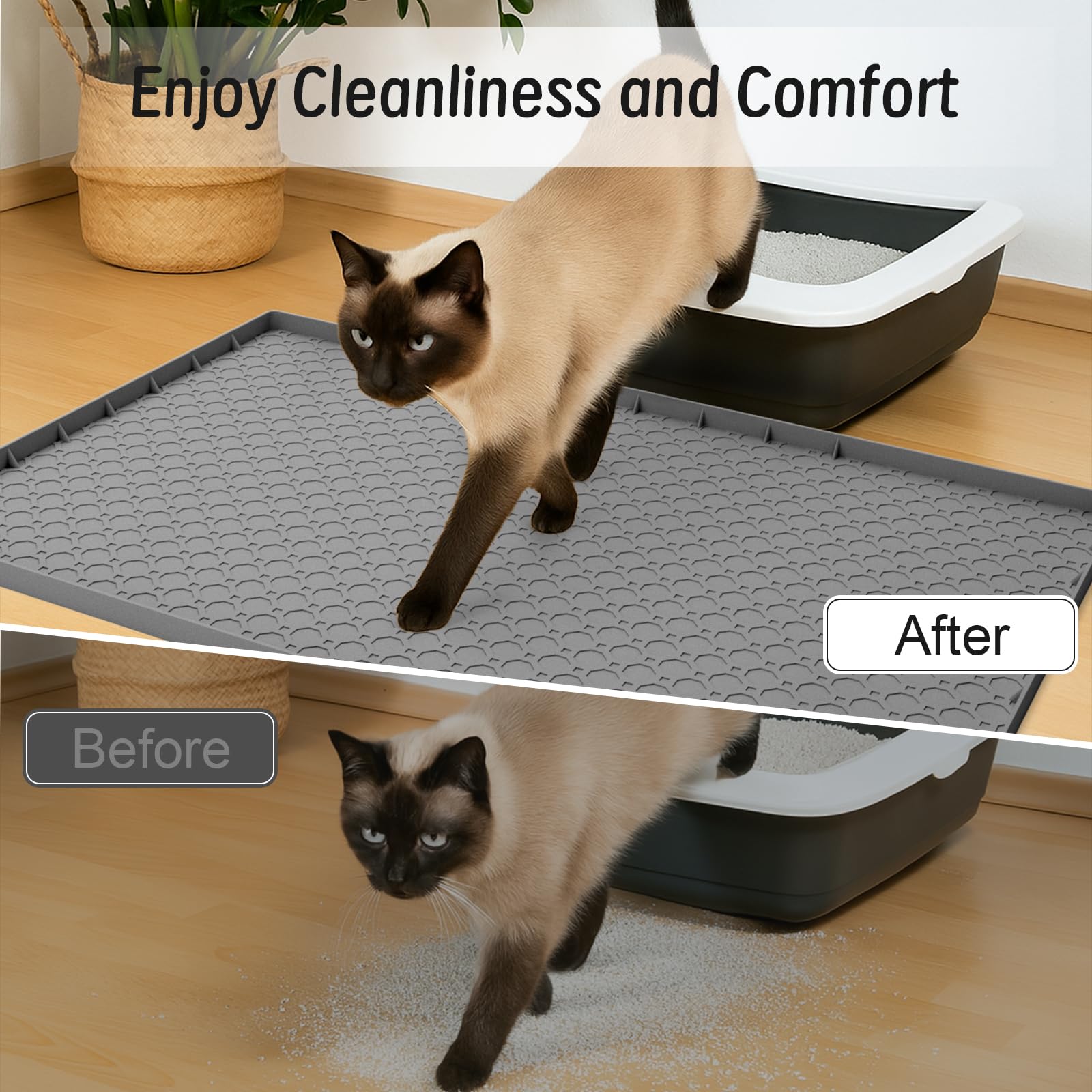 BLESWIN cat litter mat easy-clean design ready to rinse