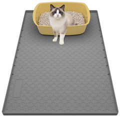 BLESWIN Silicone Large Cat Litter Mat 34x22 top view showing wide coverage for trapping litter