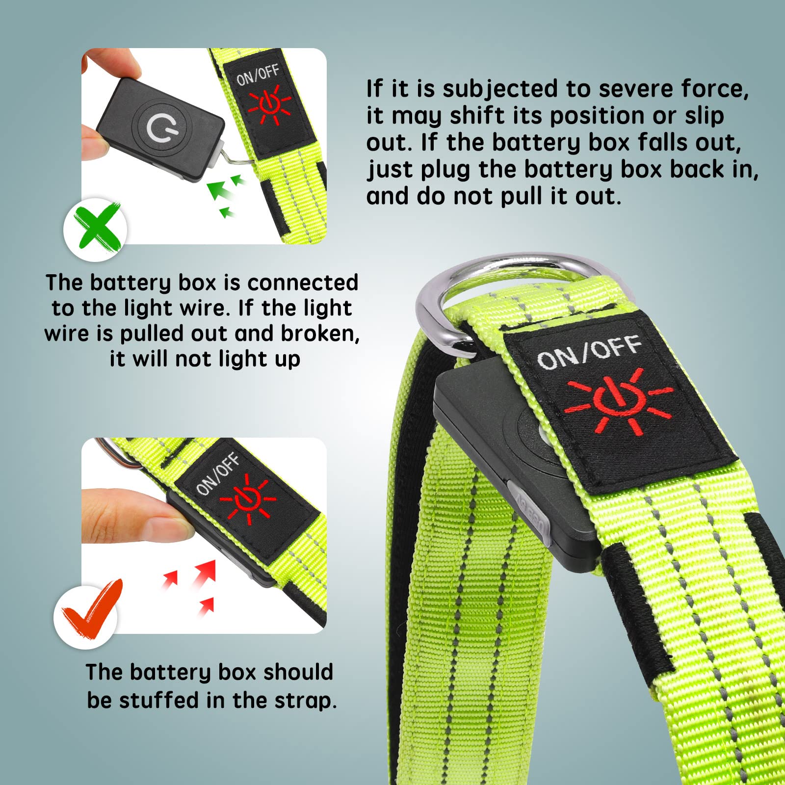 Blinlit LED leash in night walk scene enhances pet visibility.