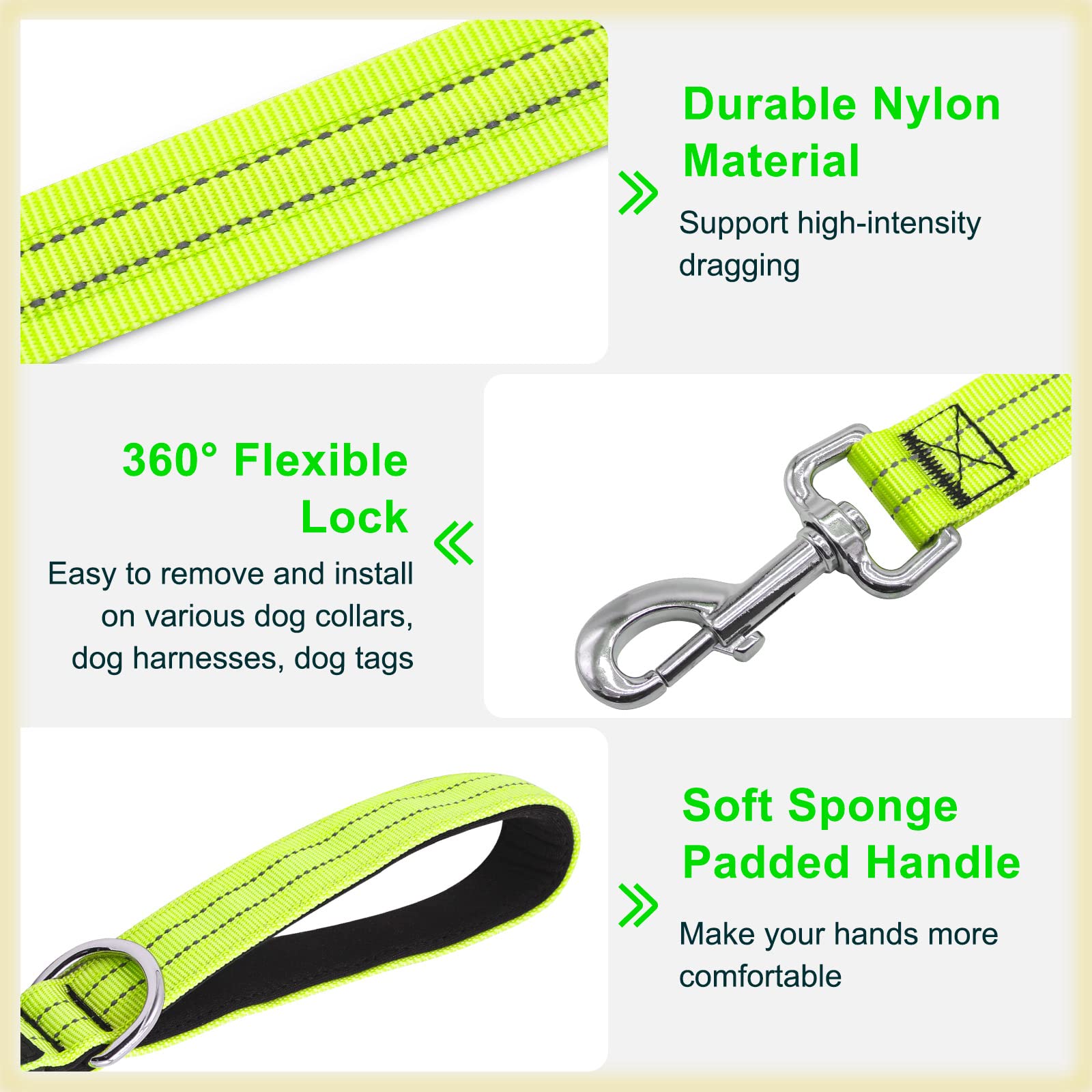 Blinlit LED leash padded handle reduces hand fatigue on long walks.