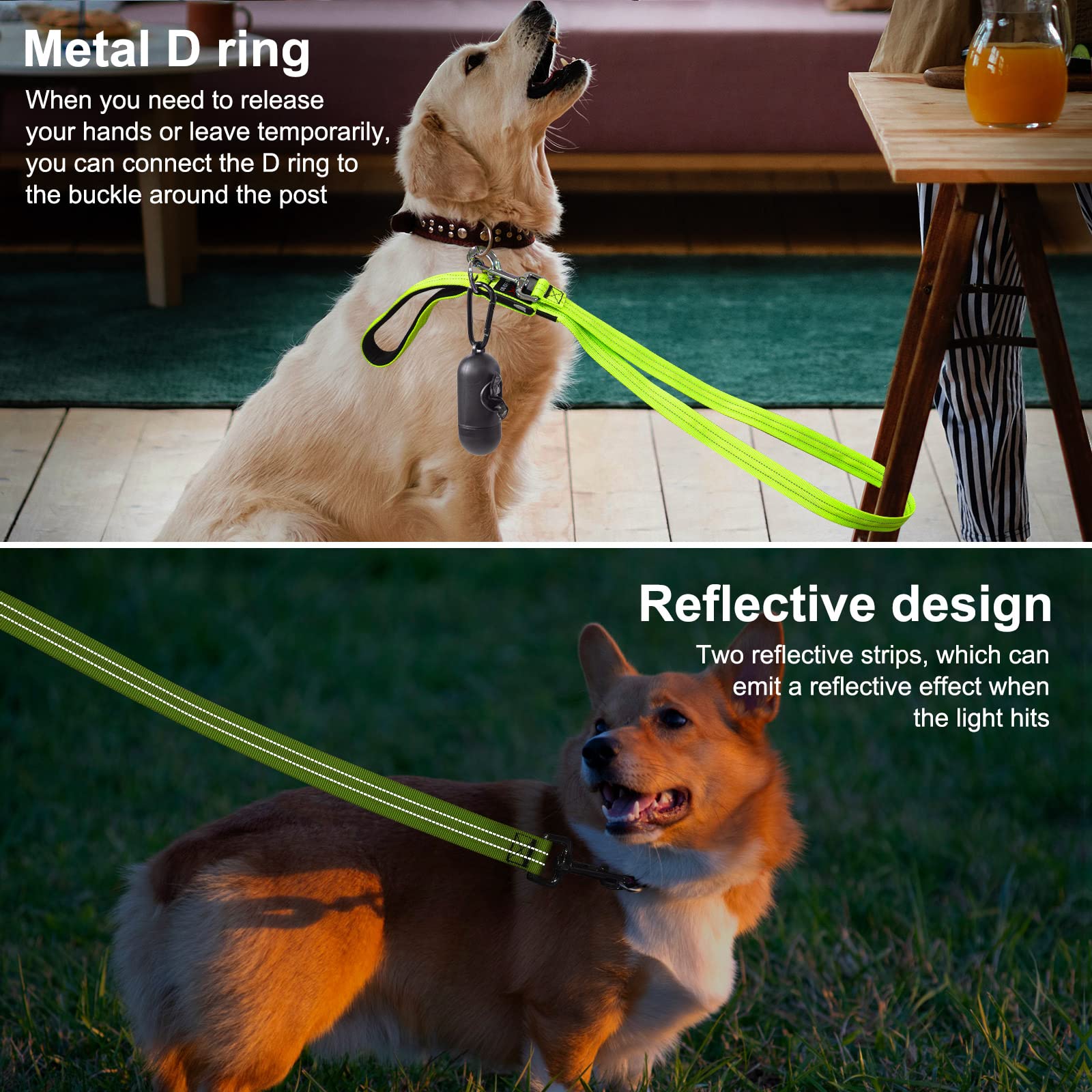 Blinlit LED leash waterproof nylon fabric keeps glow in wet conditions.