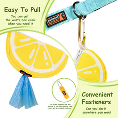 BlissBud lemon shape bag dispenser ready with standard bags on walks