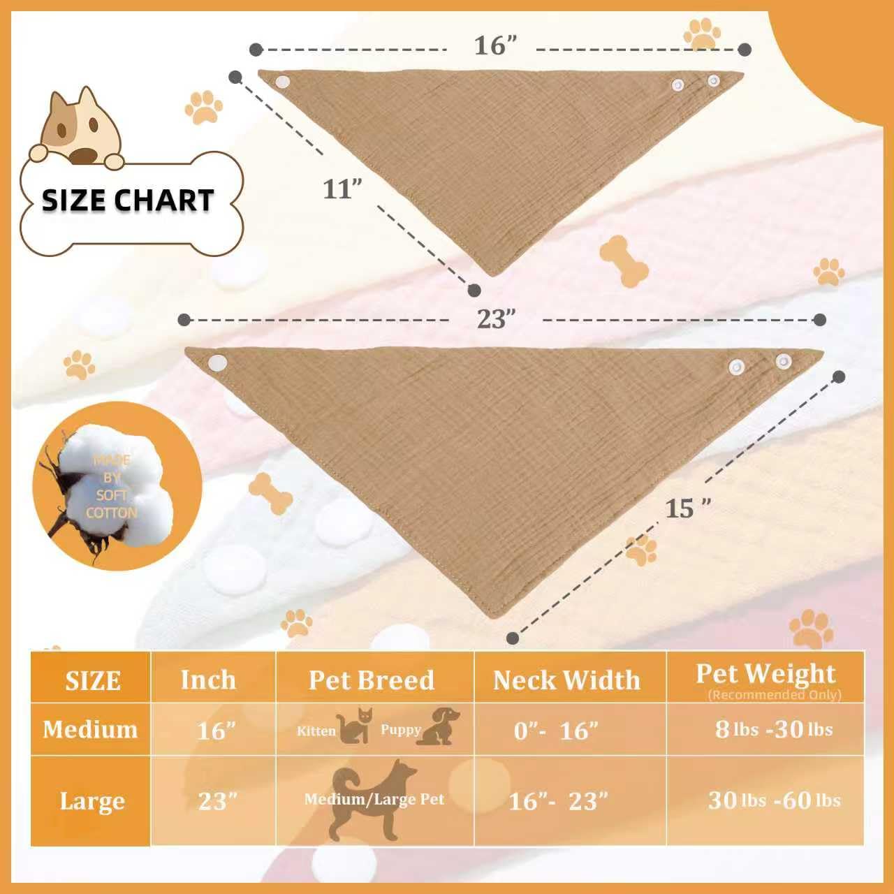BlissBud solid color dog scarf stitching-detail demonstrates daily durability