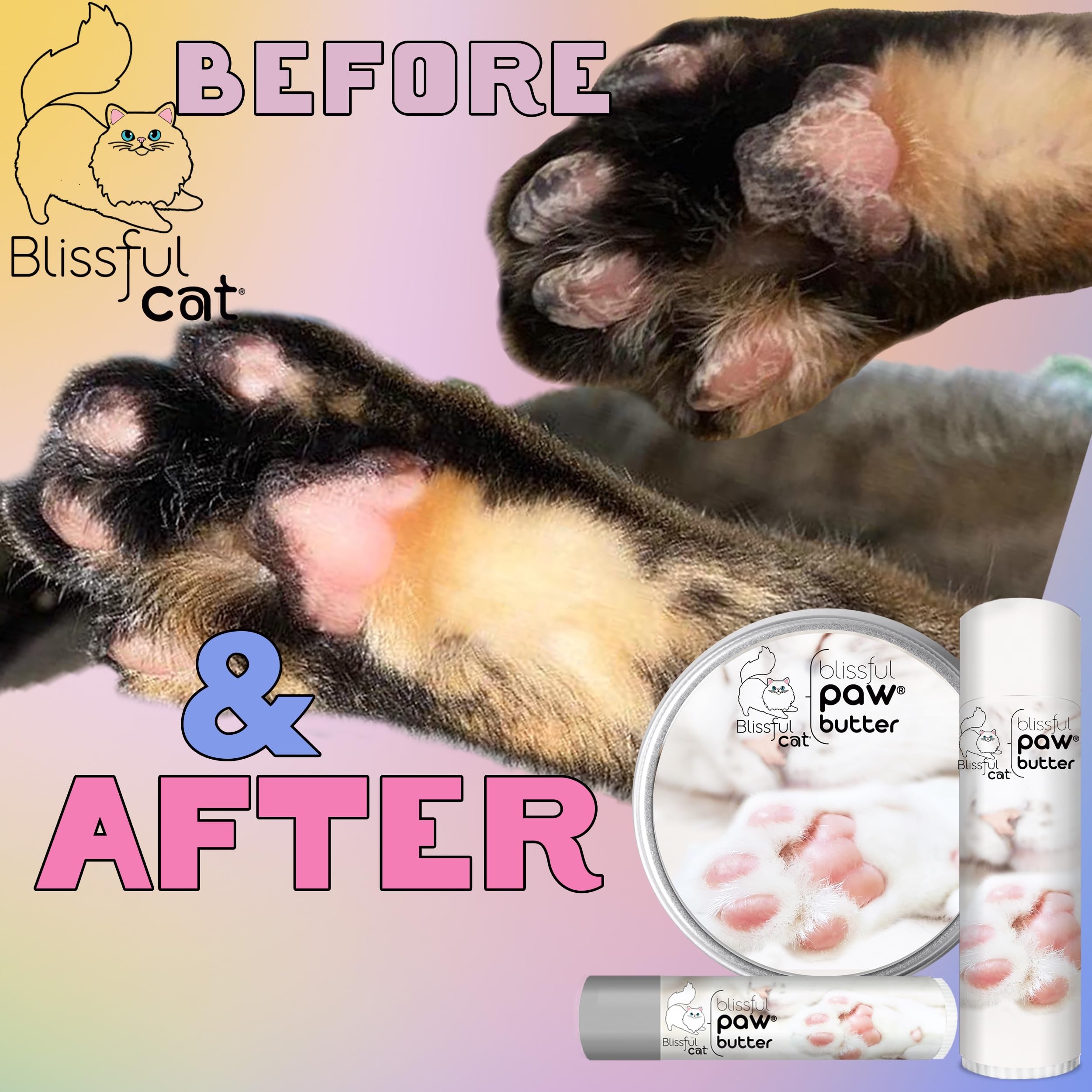 The Blissful Cat Paw Butter being used by cat owner for routine care