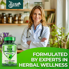 BLIVA Tick Immune 20:1 blend label details key herbs for immune wellness.