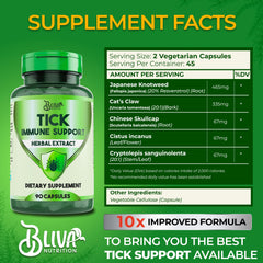 BLIVA Tick Immune capsules close-up ready for daily use.