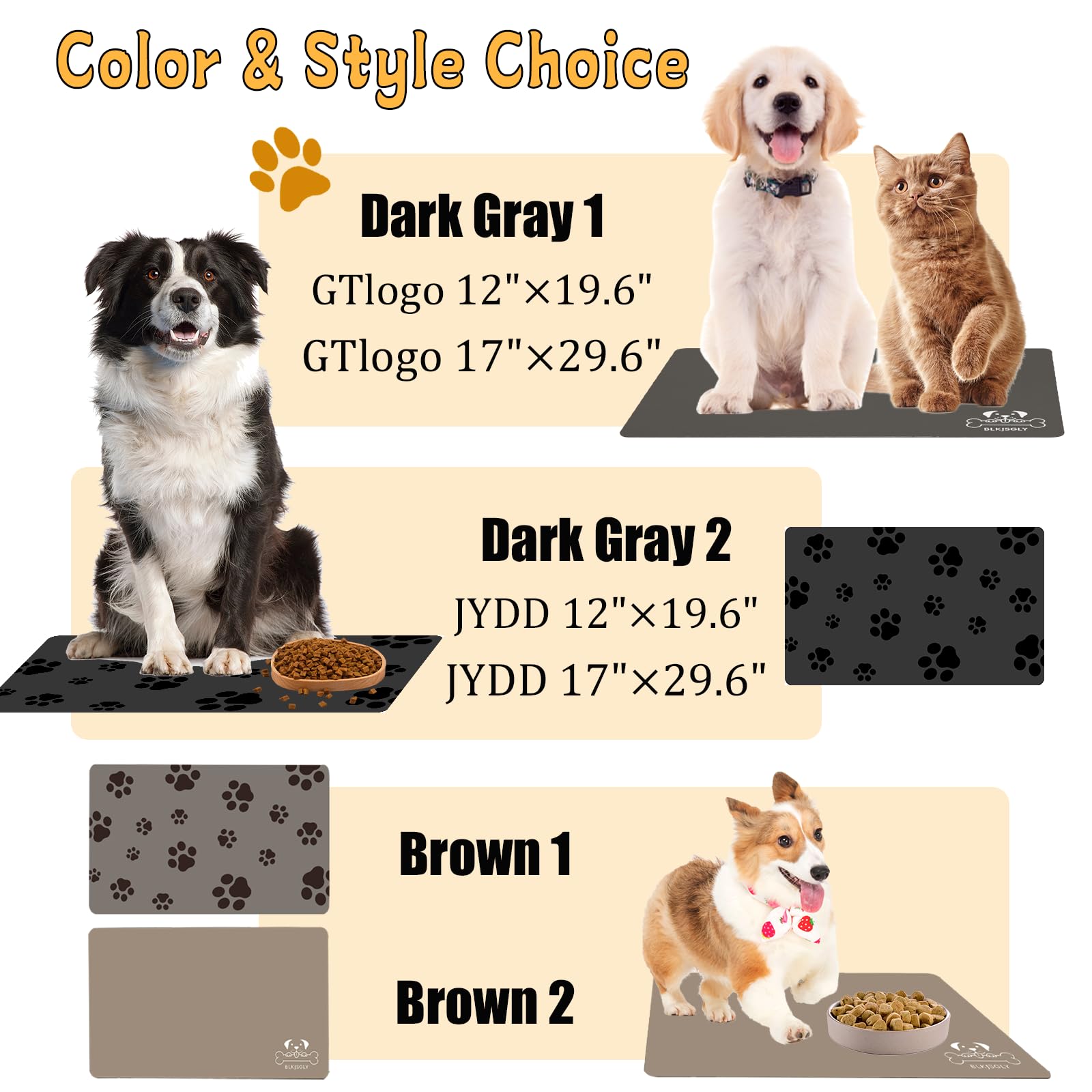 Blkjsgly large 18x30 inches offers ample space for multiple bowls.