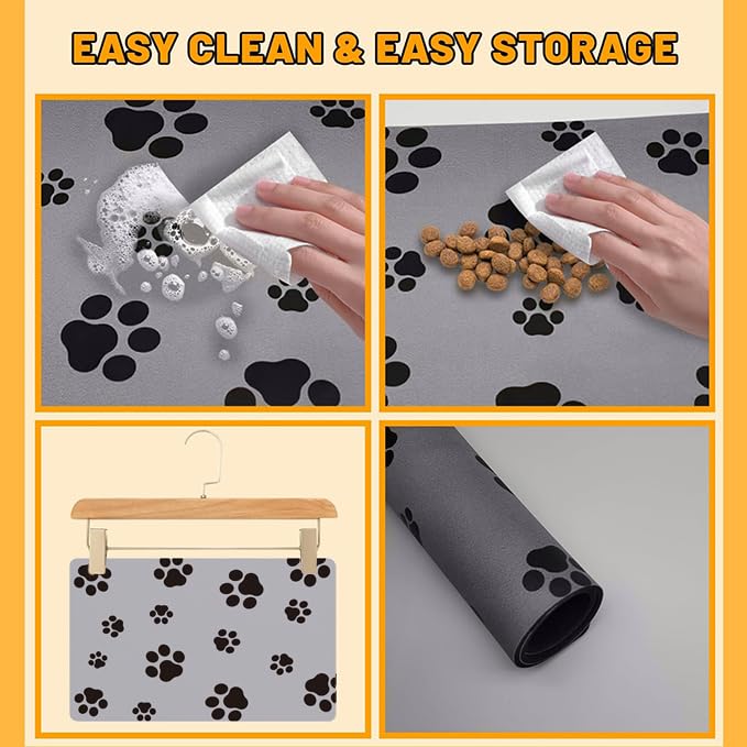 Blkjsgly pet feeding mat 12x20in fits indoor spaces with quick-dry benefits.