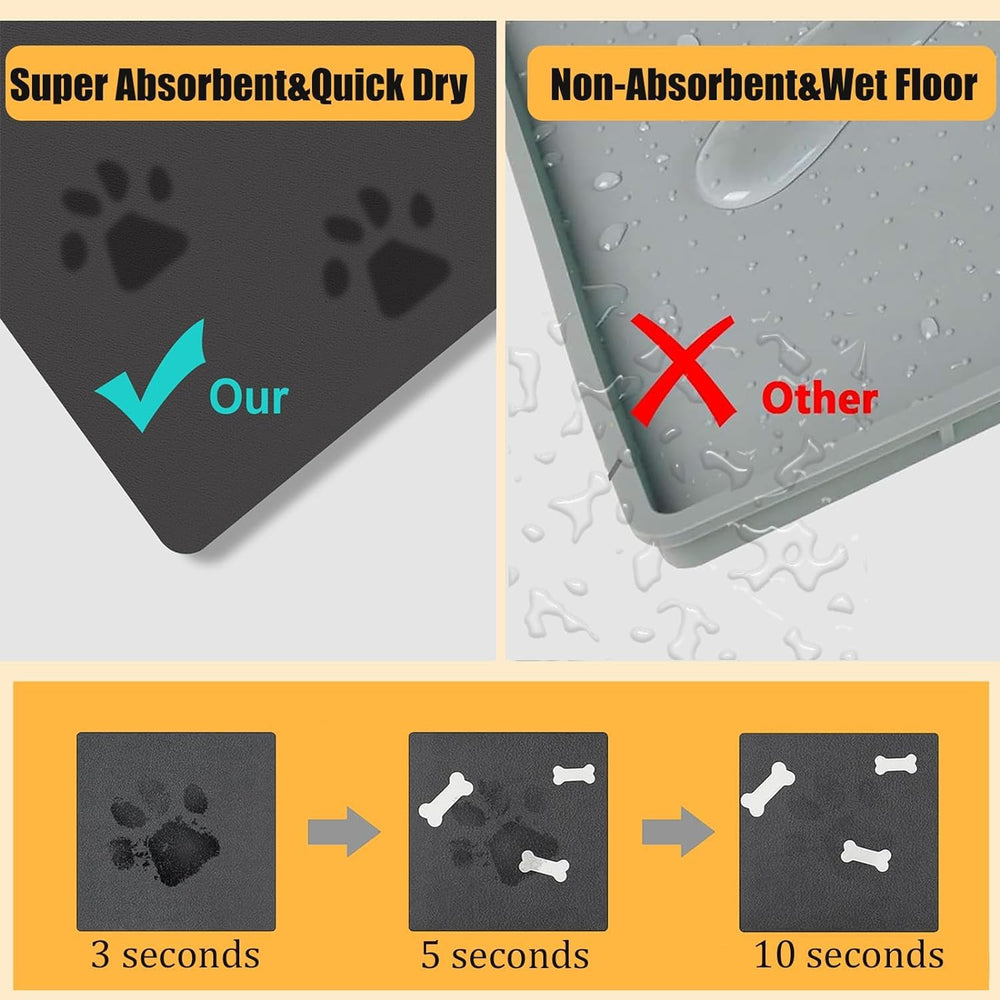 Blkjsgly pet feeding mat paw-print design adds charm and cues for bowls.