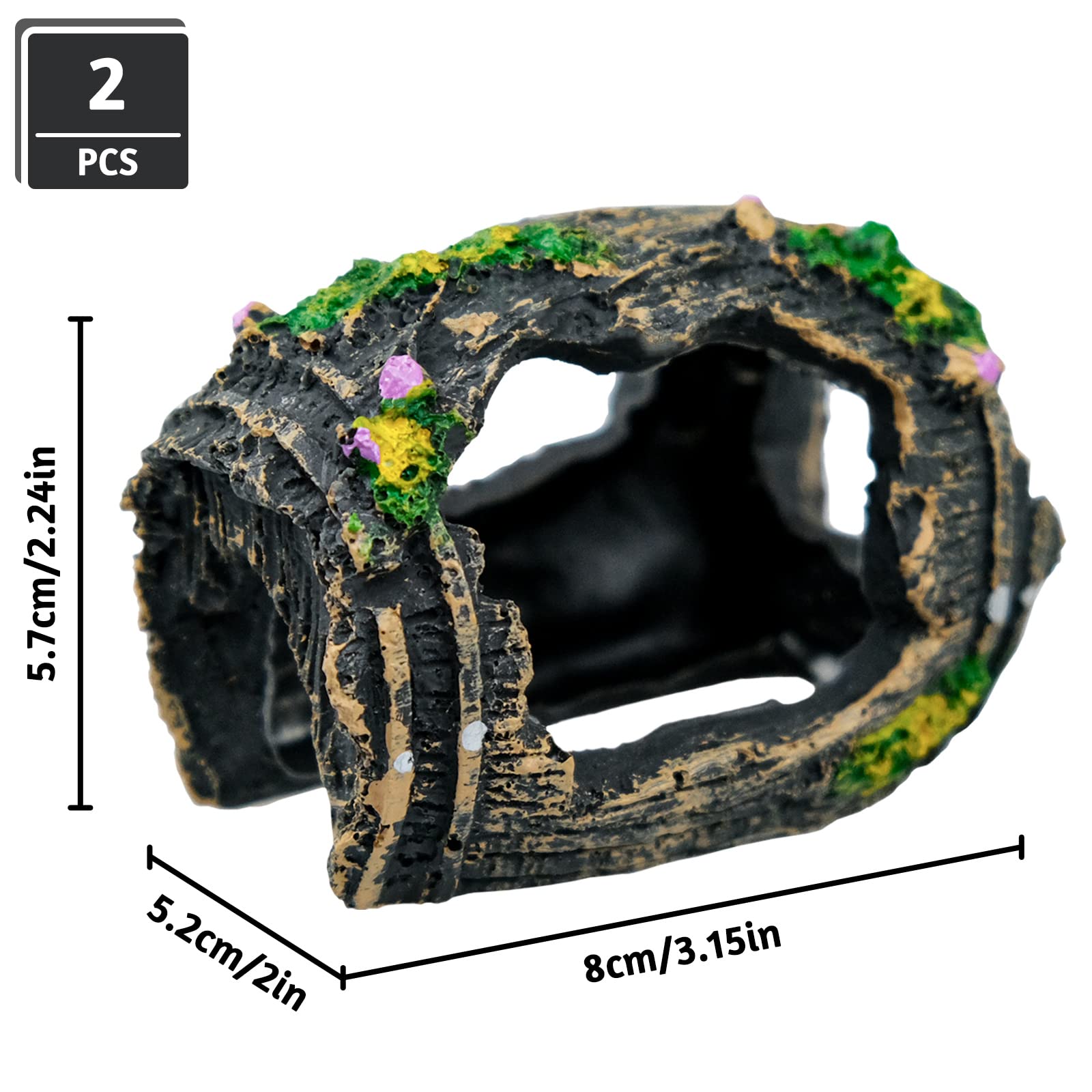 BLLREMIPSUR broken-barrel cave ornament shows textured frayed colors for lifelike aquarium landscape