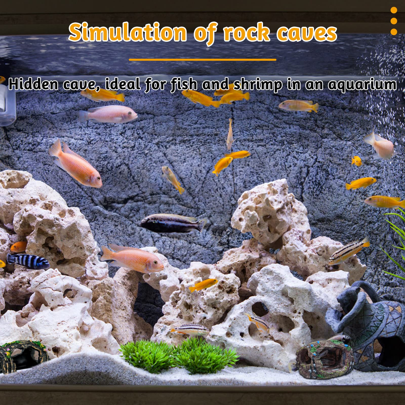 BLLREMIPSUR rock-barrel cave ornament provides safe, algae-free shelter for tiny fish