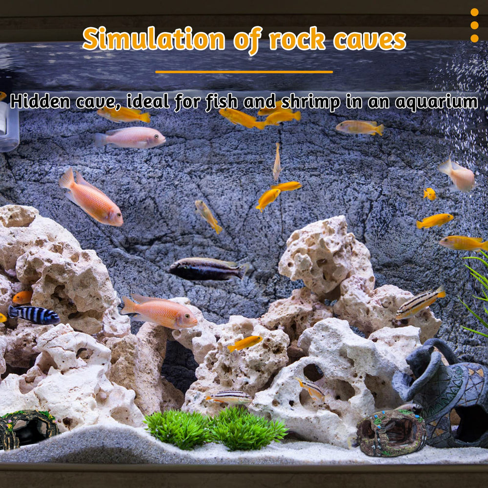 BLLREMIPSUR rock-barrel cave ornament provides safe, algae-free shelter for tiny fish