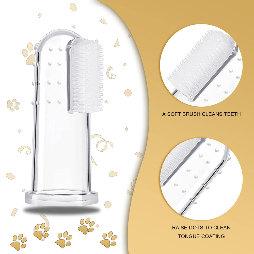 BLMHTWO finger toothbrush size diagram shows compact 2.4 x 5.2 cm fit.