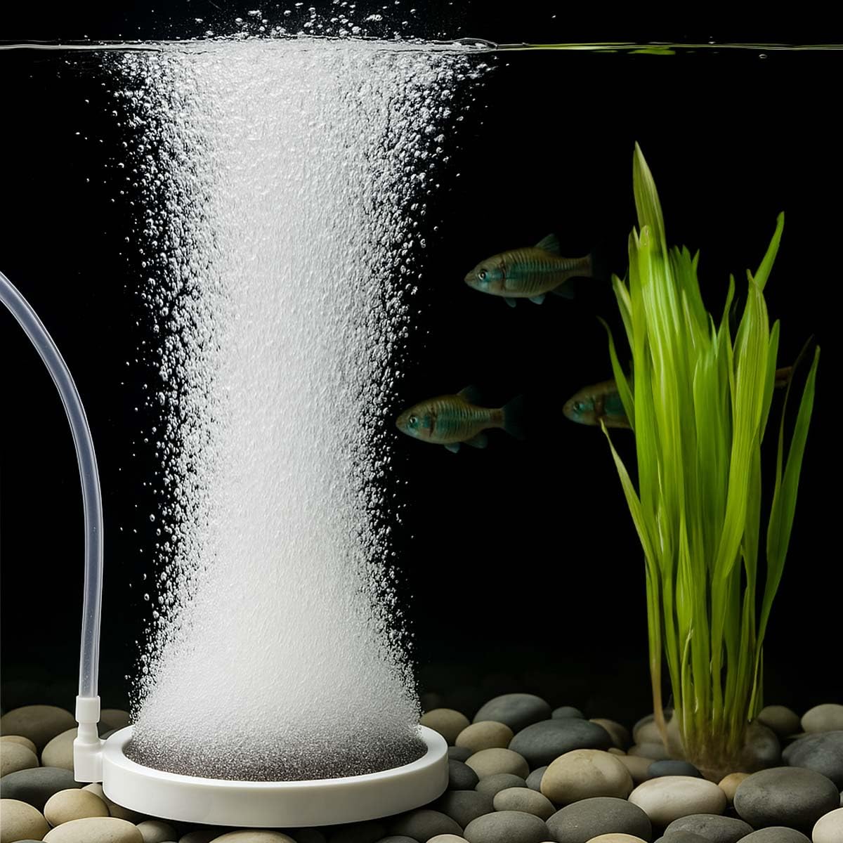 BLOTFISH bubbler showing dense bubbles for efficient aeration and calm operation
