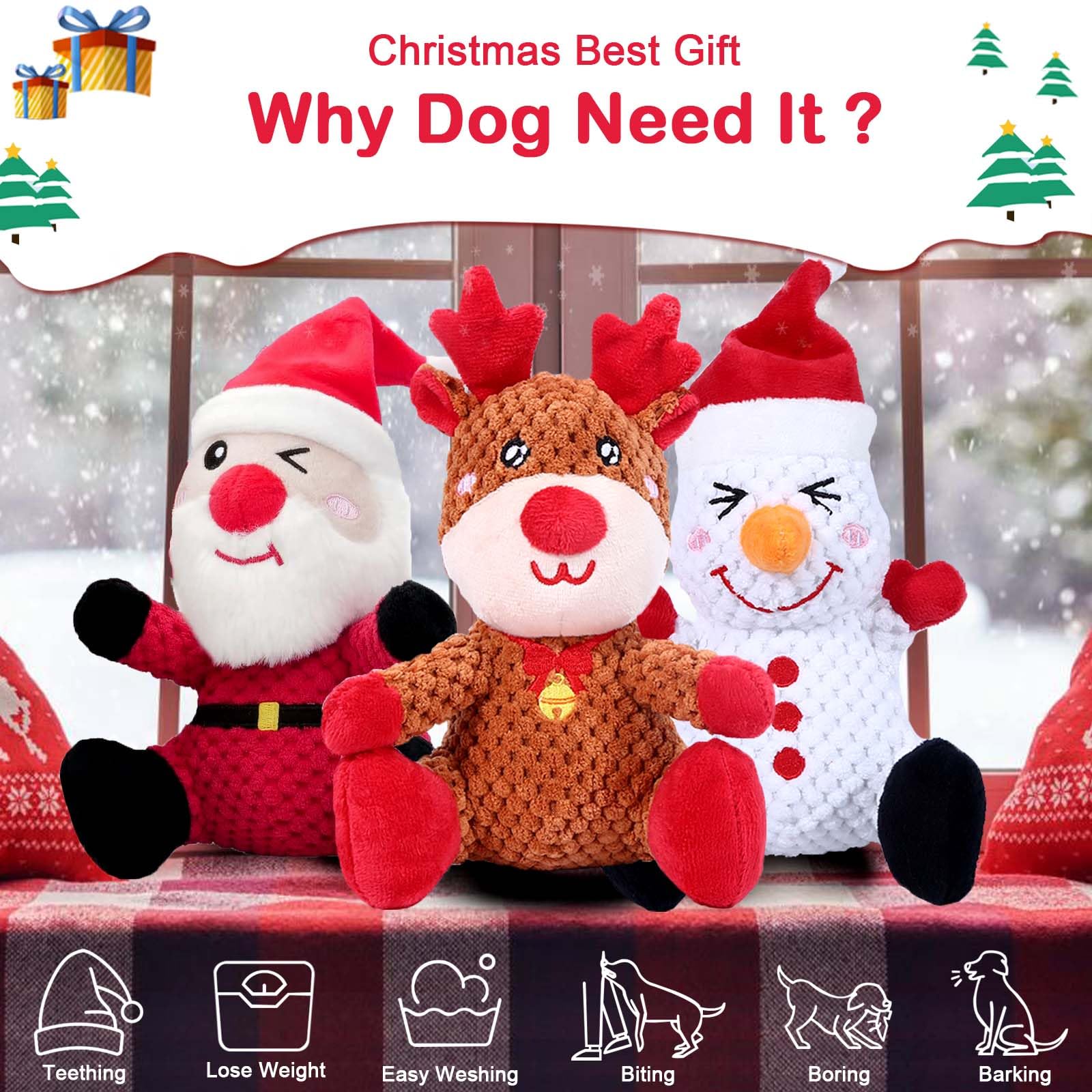 BLSCC Snowman dog toy ideal for seasonal cuddles and gentle chewing.