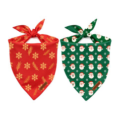 Bluaqua Christmas dog bandana green Santa close-up on durable fabric for festive photos