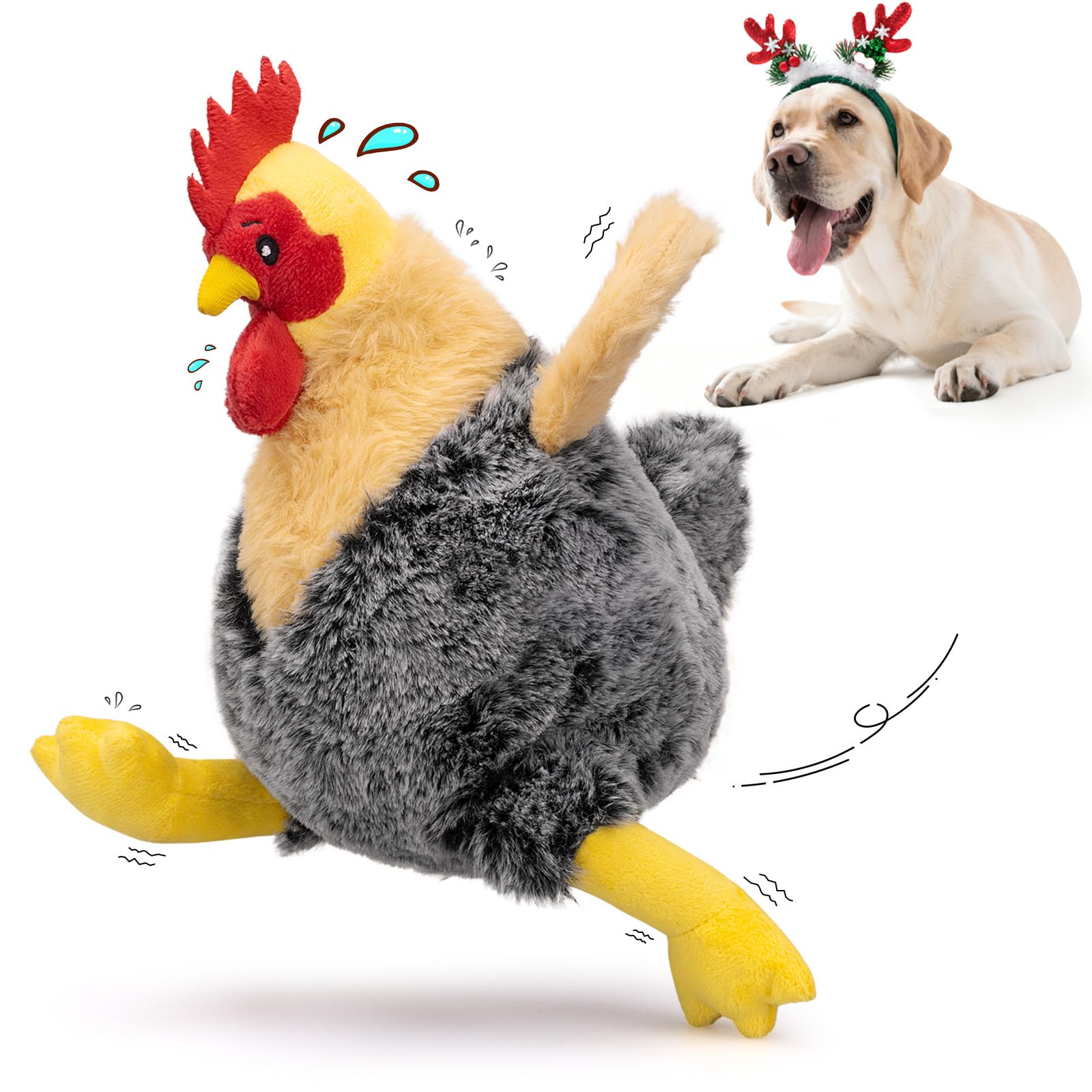 BluBrk squeaky-stuffed-dog-toy-plush-chicken ideal for interactive fetch and chew sessions
