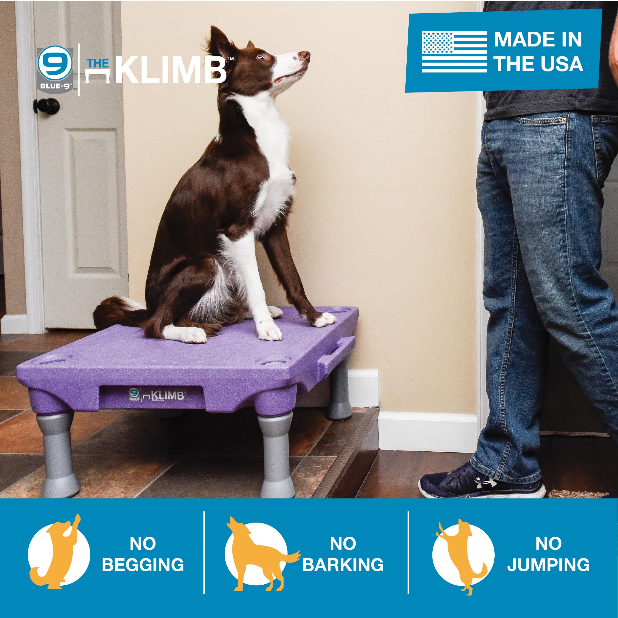 Blue-9 KLIMB pawgrip surface helps secure footing during focused training sessions.