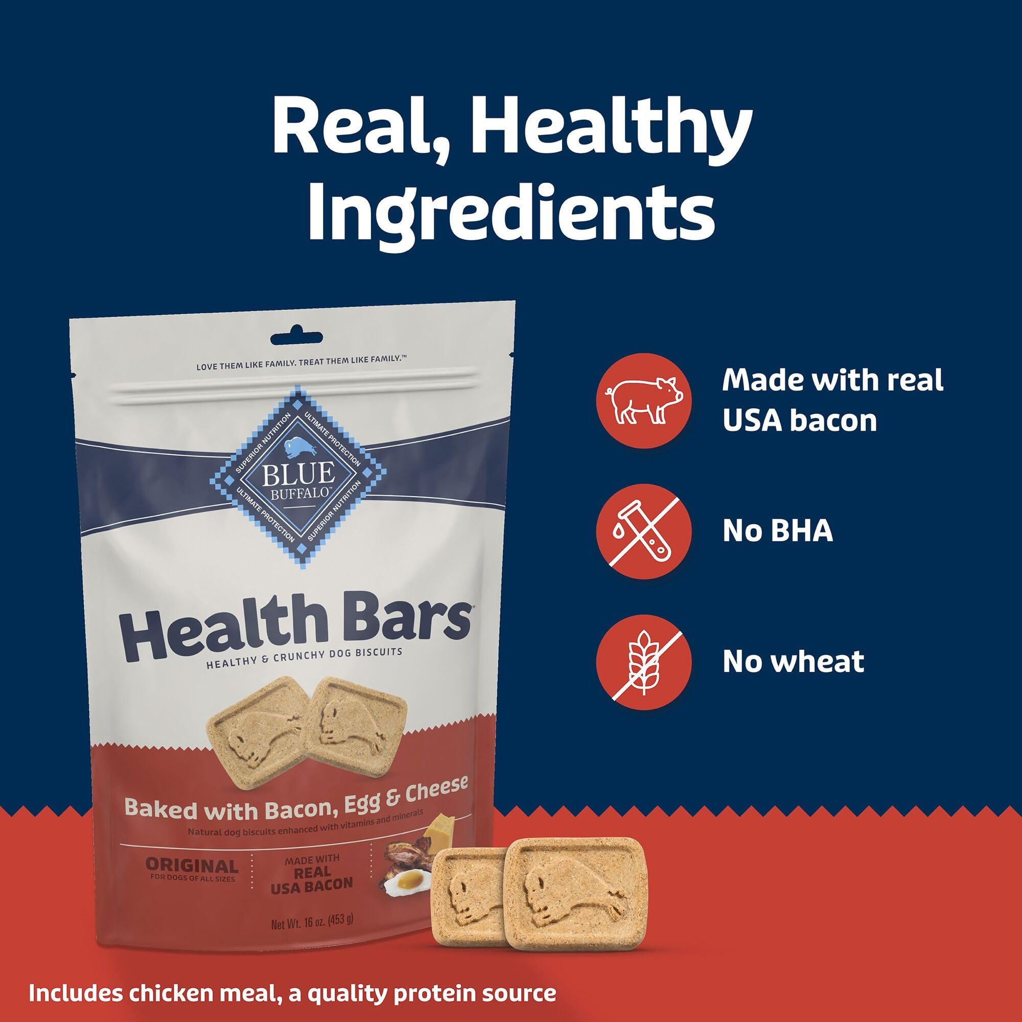 Blue Buffalo Health Bars crunchy texture dog treat ready to bite