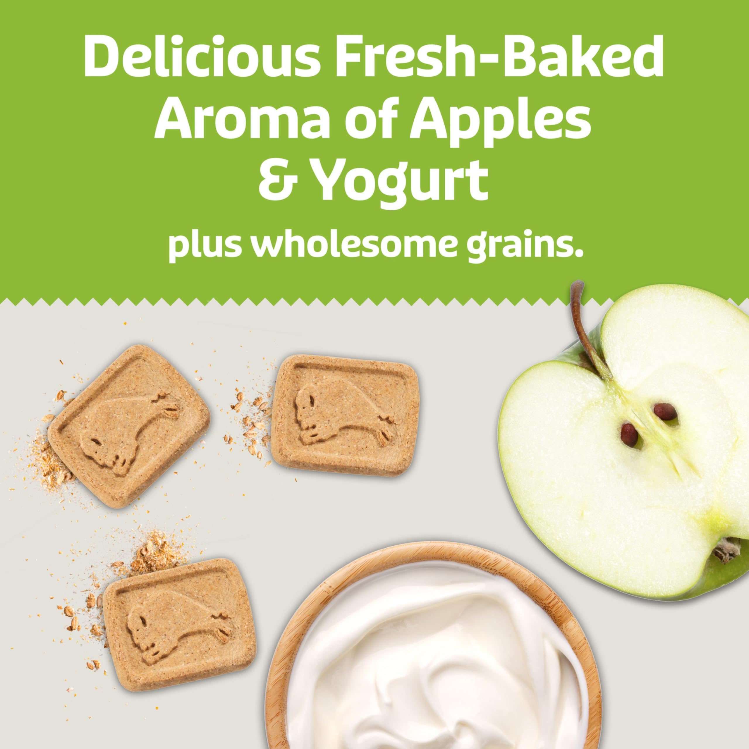 Blue Buffalo Health Bars ingredient visuals—apples, cinnamon, yogurt for wholesome flavor