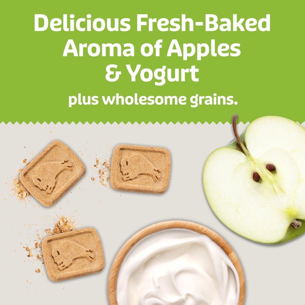 Blue Buffalo Health Bars ingredient visuals—apples, cinnamon, yogurt for wholesome flavor